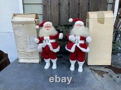 Two Vintage Harold Gale Santa Claus Christmas Figures Red Suit 14 Tall Orig Box
