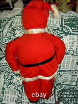 UNUSUAL 1930s antique SANTA CLAUS canvas doll figure holding electric light bulb