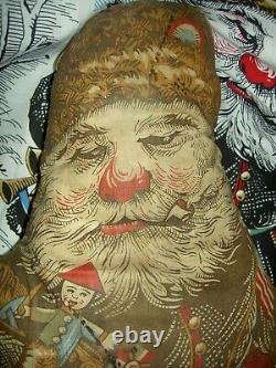 UNUSUAL 1930s antique SANTA CLAUS canvas doll figure holding electric light bulb