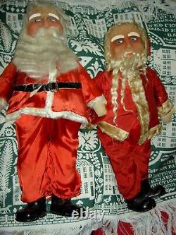 UNUSUAL 1930s antique SANTA CLAUS canvas doll figure holding electric light bulb