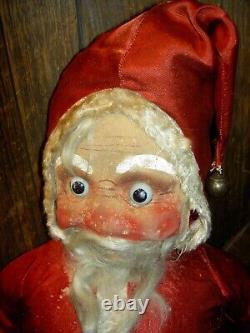 UNUSUAL 1930s antique SANTA CLAUS canvas doll figure holding electric light bulb