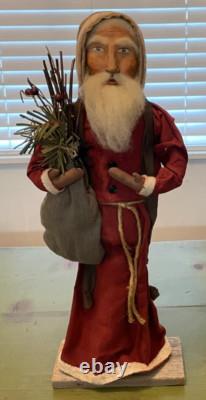 VGT Hand Made Paula Bureman Santa Claus Figure 19 1/2 Tall Decor Primitive