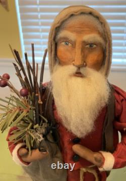 VGT Hand Made Paula Bureman Santa Claus Figure 19 1/2 Tall Decor Primitive
