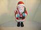 Vintage 19 Christmas Santa Claus -paper Mache Figure With Candy Cane & Toy Bag