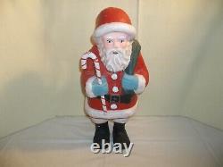 VINTAGE 19 CHRISTMAS SANTA CLAUS -PAPER MACHE FIGURE with CANDY CANE & TOY BAG