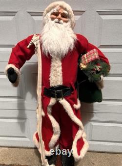VINTAGE 5 Ft Santa Claus Figure w Good Boys & Girls List Christmas Natural #8019
