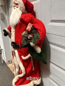VINTAGE 5 Ft Santa Claus Figure w Good Boys & Girls List Christmas Natural #8019