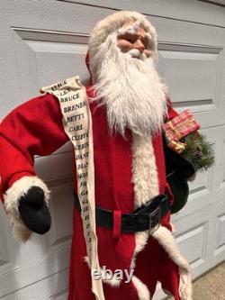 VINTAGE 5 Ft Santa Claus Figure w Good Boys & Girls List Christmas Natural #8019