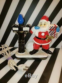 VINTAGE 50s CHRISTMAS SANTA CLAUS LAMP LIGHT FIGURINE DECORATION BROADWAY STORE