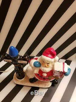 VINTAGE 50s CHRISTMAS SANTA CLAUS LAMP LIGHT FIGURINE DECORATION BROADWAY STORE