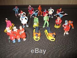 Vintage Lot 23 Lead Figures From Train Set Winter Santa Claus Skier Marx Barclay