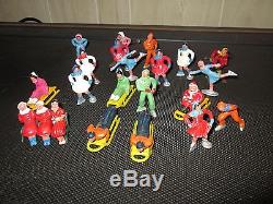 Vintage Lot 23 Lead Figures From Train Set Winter Santa Claus Skier Marx Barclay