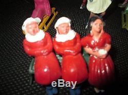 Vintage Lot 23 Lead Figures From Train Set Winter Santa Claus Skier Marx Barclay