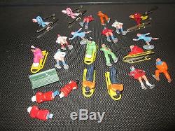 Vintage Lot 23 Lead Figures From Train Set Winter Santa Claus Skier Marx Barclay