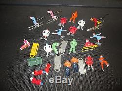 Vintage Lot 23 Lead Figures From Train Set Winter Santa Claus Skier Marx Barclay