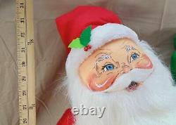 VINTAGE LOT OF 2 ANNALEE HUGE DOLL SANTA CLAUS WithTOY BAG & REINDEER 33 TALL