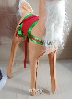 VINTAGE LOT OF 2 ANNALEE HUGE DOLL SANTA CLAUS WithTOY BAG & REINDEER 33 TALL