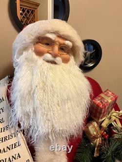 VINTAGE Life Size 5 Ft Traditional Santa Claus Figure with Good Boys & Girls List