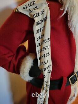 VINTAGE Life Size 5 Ft Traditional Santa Claus Figure with Good Boys & Girls List