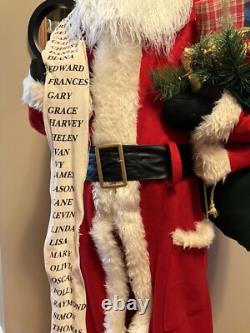 VINTAGE Life Size 5 Ft Traditional Santa Claus Figure with Good Boys & Girls List