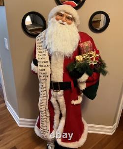 VINTAGE Life Size 5 Ft Traditional Santa Claus Figure with Good Boys & Girls List