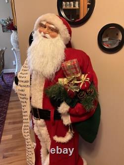 VINTAGE Life Size 5 Ft Traditional Santa Claus Figure with Good Boys & Girls List