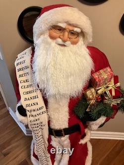 VINTAGE Life Size 5 Ft Traditional Santa Claus Figure with Good Boys & Girls List