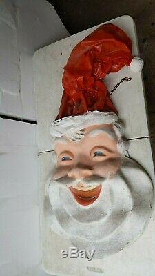 VINTAGE PAPER MACHE STORE DISPLAY LARGE SANTA CLAUS FACE 3 foot tall 21 wide