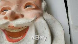 VINTAGE PAPER MACHE STORE DISPLAY LARGE SANTA CLAUS FACE 3 foot tall 21 wide