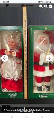 VINTAGE Santa & Mrs Claus Animated and Illuminated Display Figure 24 SET