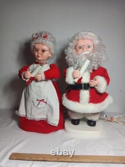 VINTAGE Santa & Mrs Clause Set Animated Collectible Holding A Candle 20 Tall