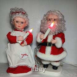 VINTAGE Santa & Mrs Clause Set Animated Collectible Holding A Candle 20 Tall