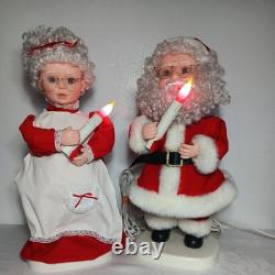 VINTAGE Santa & Mrs Clause Set Animated Collectible Holding A Candle 20 Tall