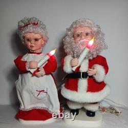 VINTAGE Santa & Mrs Clause Set Animated Collectible Holding A Candle 20 Tall