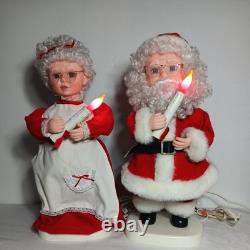 VINTAGE Santa & Mrs Clause Set Animated Collectible Holding A Candle 20 Tall