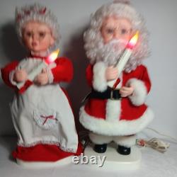 VINTAGE Santa & Mrs Clause Set Animated Collectible Holding A Candle 20 Tall