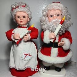 VINTAGE Santa & Mrs Clause Set Animated Collectible Holding A Candle 20 Tall