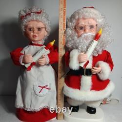 VINTAGE Santa & Mrs Clause Set Animated Collectible Holding A Candle 20 Tall