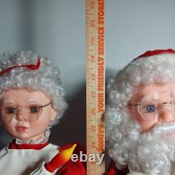 VINTAGE Santa & Mrs Clause Set Animated Collectible Holding A Candle 20 Tall
