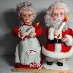 VINTAGE Santa & Mrs Clause Set Animated Collectible Holding A Candle 20 Tall