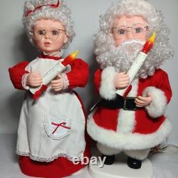 VINTAGE Santa & Mrs Clause Set Animated Collectible Holding A Candle 20 Tall