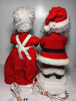 VINTAGE Santa & Mrs Clause Set Animated Collectible Holding A Candle 20 Tall