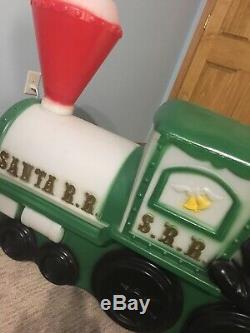 VIntage Santa Claus Christmas Holiday Train And Present Tender Blow Mold