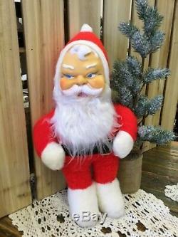 VTG 1950s Rubber Face 17 Santa Claus Christmas Plush Doll Decor Genie Toys NOS