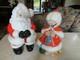 Vtg 1980's Atlantic 14 Ceramic Winking Santa & Knitting Mrs. Claus Figures