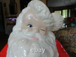 VTG 1980's Atlantic 14 Ceramic Winking Santa & Knitting Mrs. Claus Figures