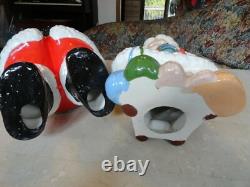 VTG 1980's Atlantic 14 Ceramic Winking Santa & Knitting Mrs. Claus Figures