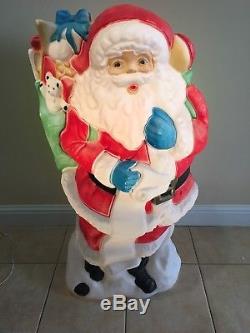 VTG 42 Xmas Santa Claus withToys Santas Best Blow Mold Illuminated