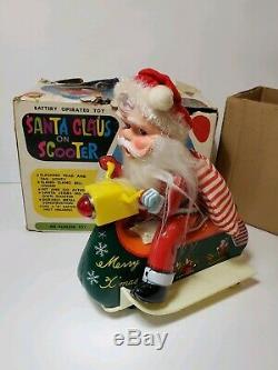 VTG 50s 60s Antique Santa Claus on a Scooter Toy Figure Rare