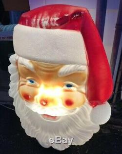VTG 70s EMPIRE Plastic Christmas Santa Claus Face Blow Mold 36 Light Up